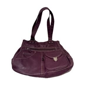 Rossetti Handbag 15” x 11” Purple Leather Hecho Enchina RN# 108833 Burgundy ￼
